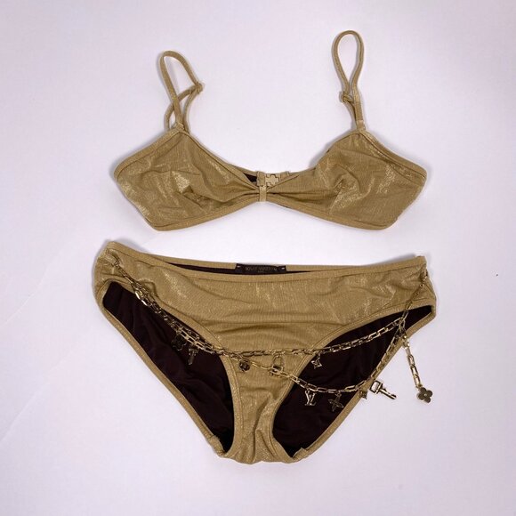 LOUIS VUITTON Gold Lurex S/S 2006 Bikini with Gold Charms - Picture 5 of 14